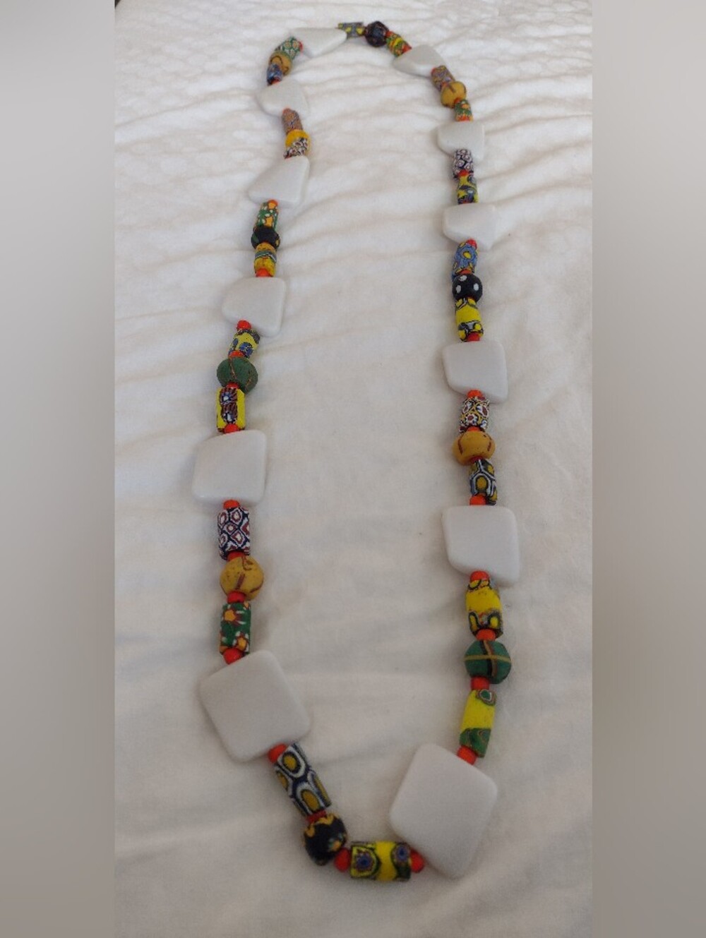 Antique-Millefori (A Thousand Flowers) African Trade Beaded Glass Necklace - Picture 6 of 8